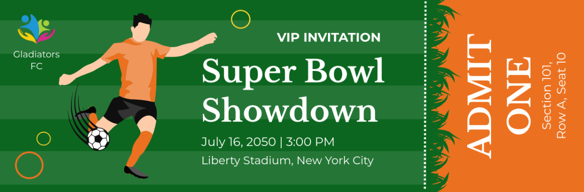 Free Football Game Invitation Ticket Template To Edit Online