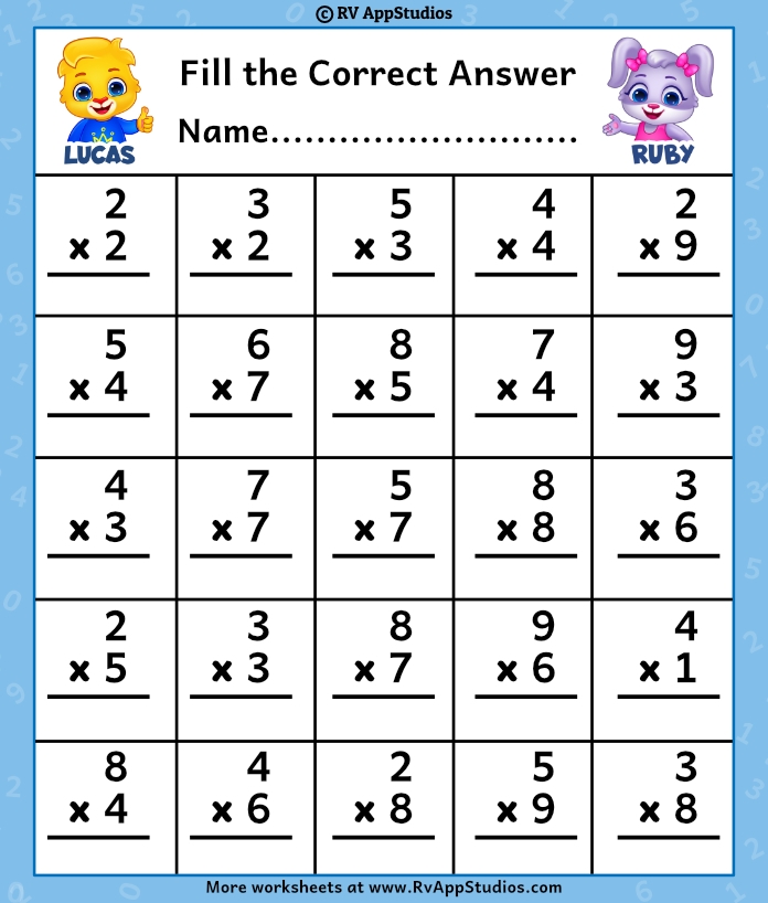 Free Free Printable Multiplication Worksheet Elementary Download Free 