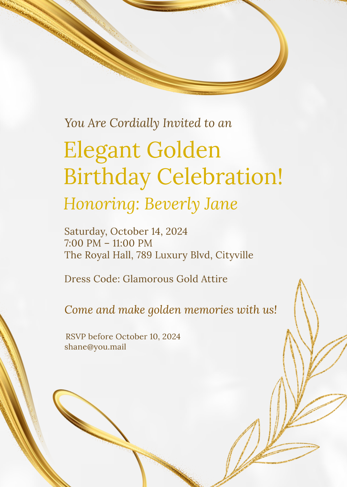 Free Golden Birthday Templates To Edit Online