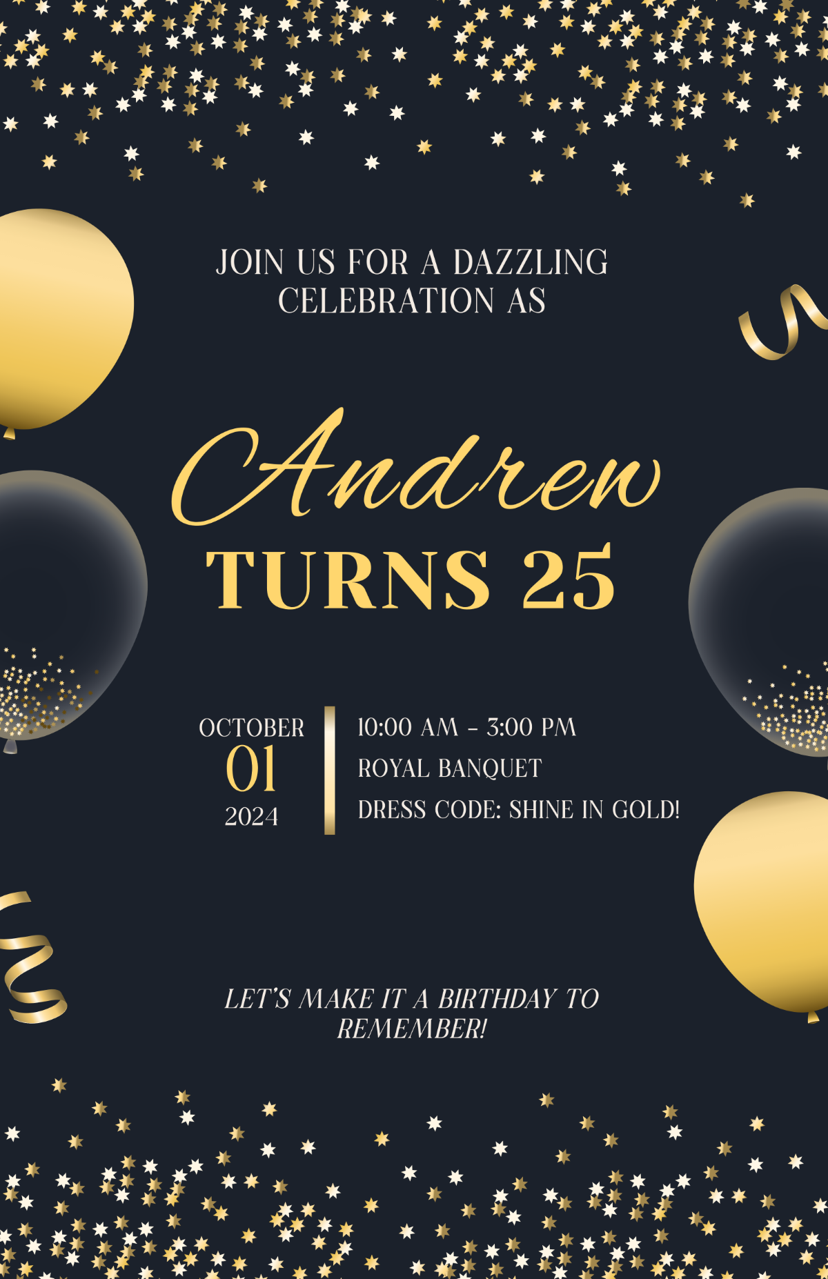 golden birthday invitation template
