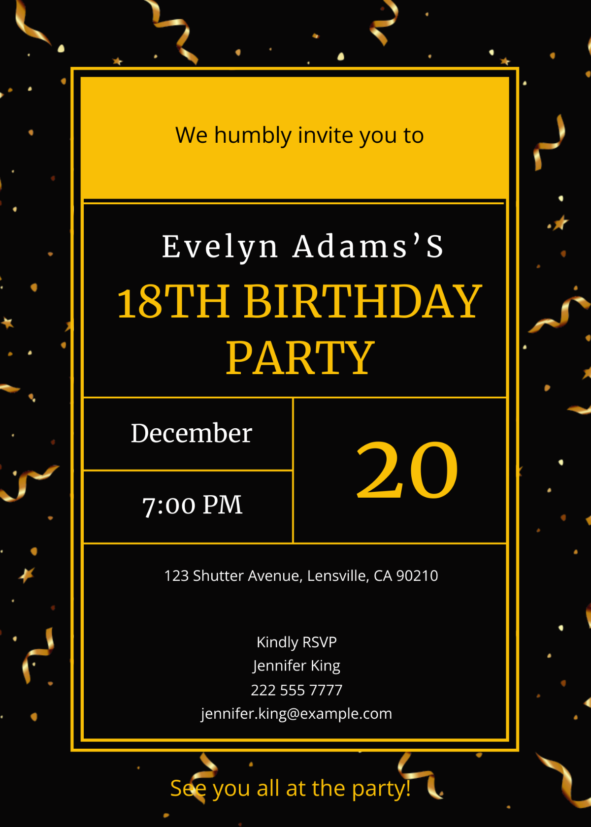 golden ticket birthday invitation template