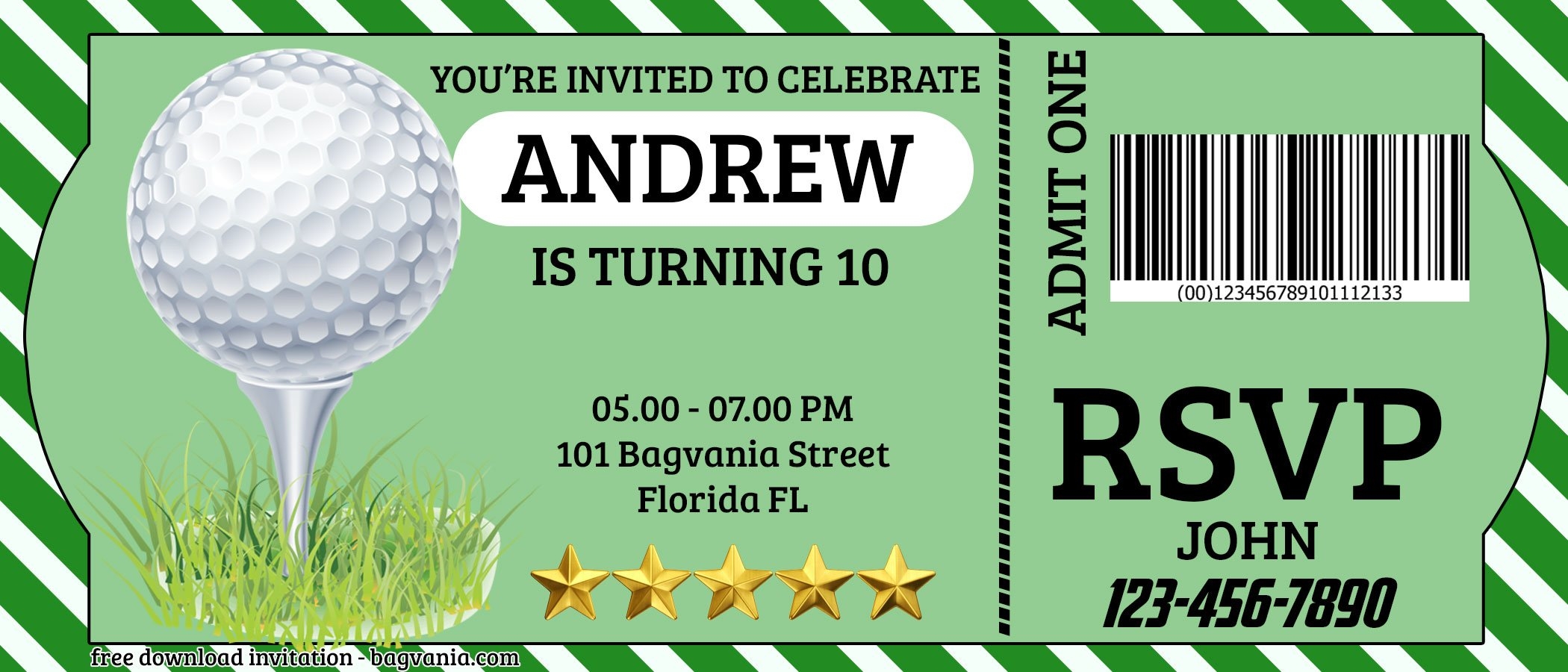 free golf birthday invitation templates