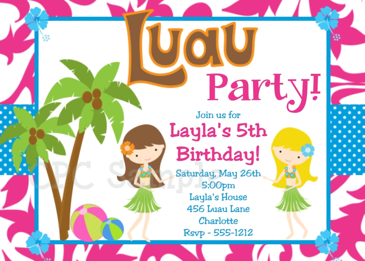 free hawaiian party invitation templates