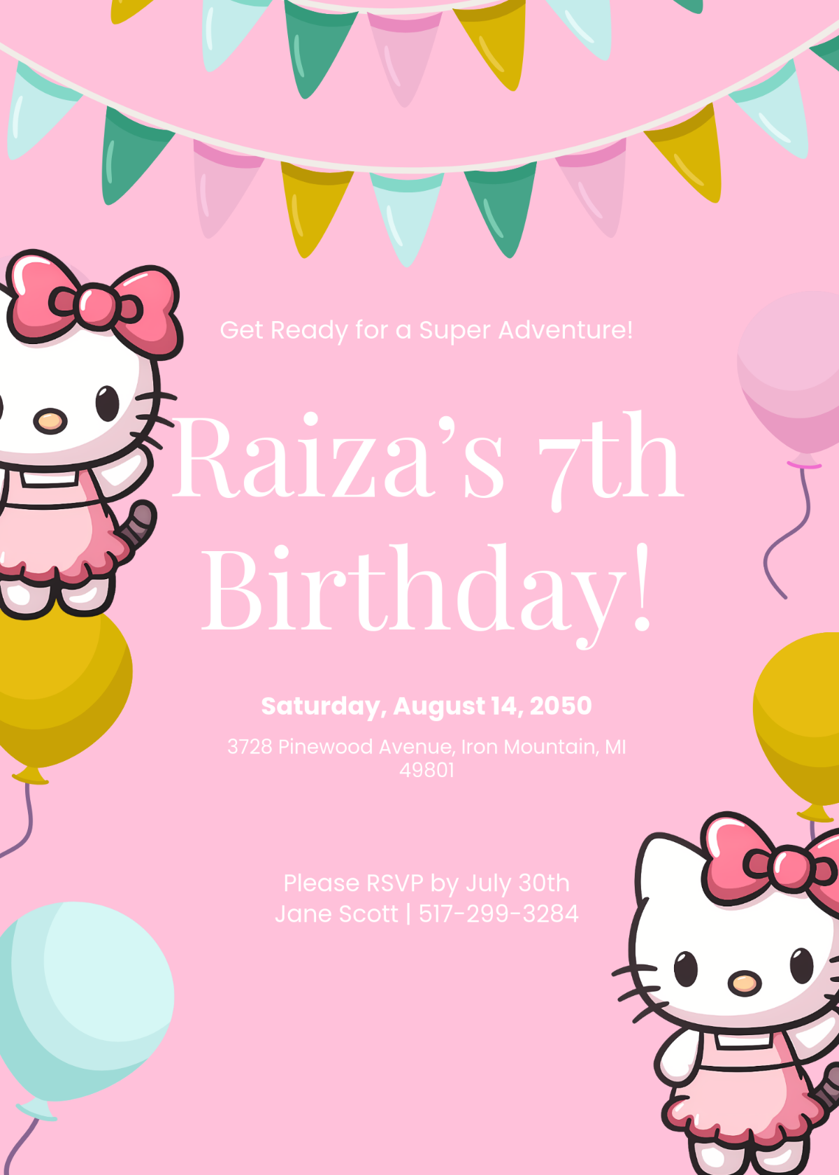 Free Hello Kitty Digital Invitation Template To Edit Online