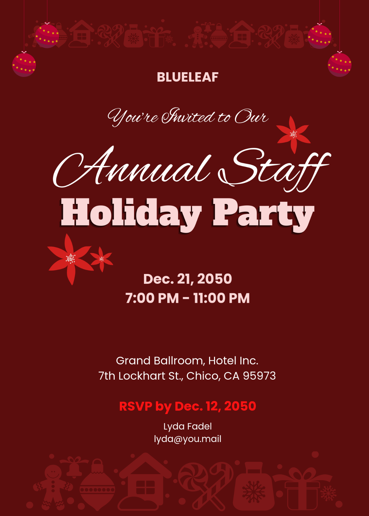 Free Holiday Party Email Invitation Template To Edit Online