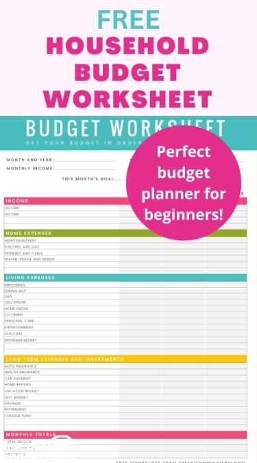 Free Household Budget Worksheet Pdf Printable Artofit