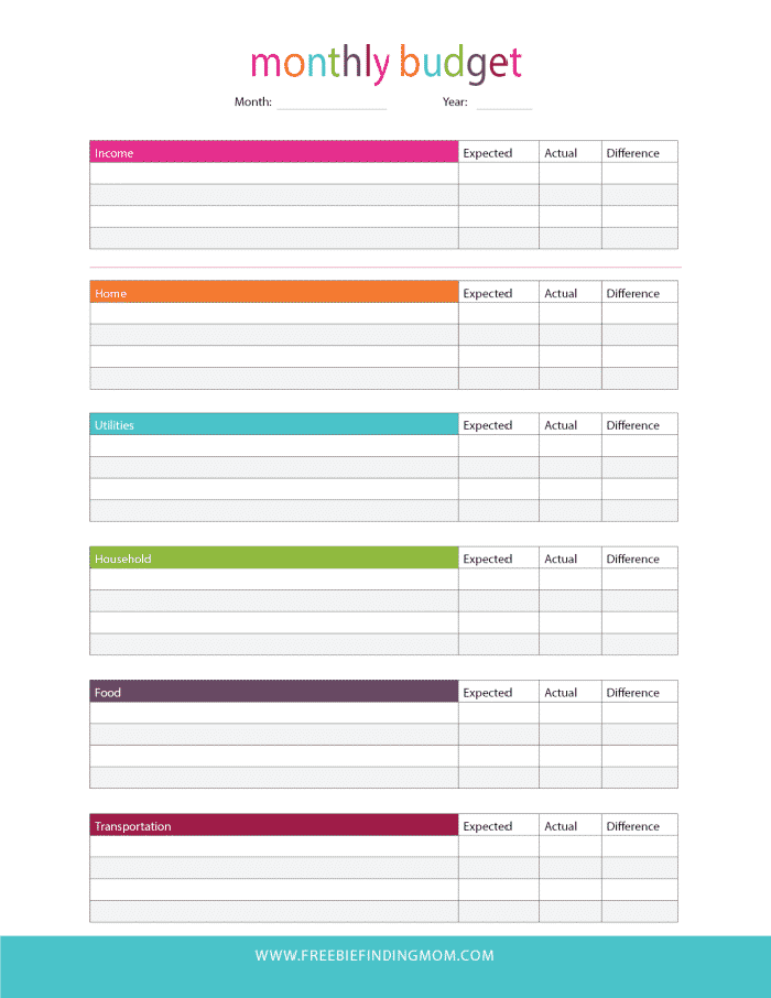 printable free household budget worksheet pdf