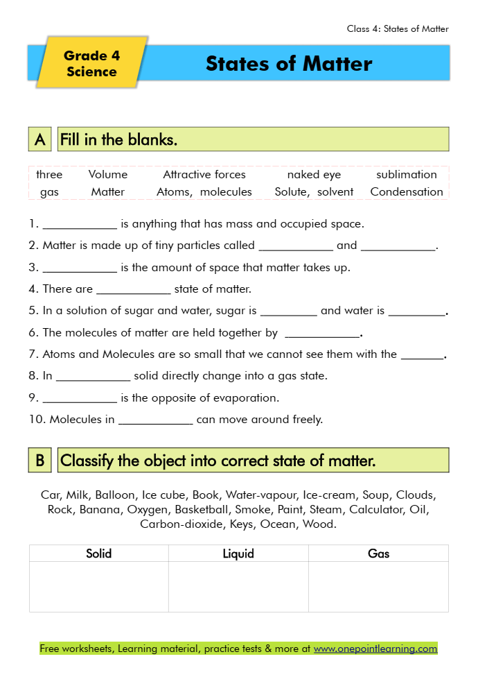 printable worksheet for class 4