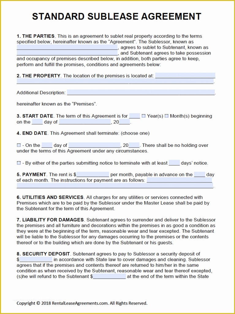 free printable rental lease agreement templates