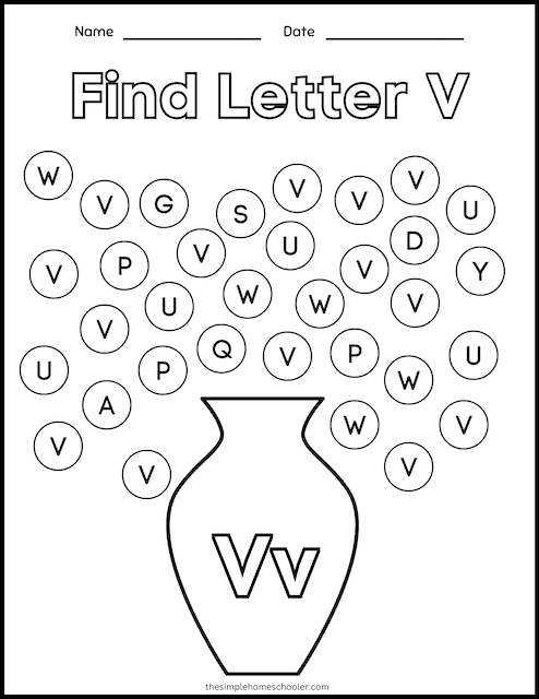 letter v worksheets for preschoolers
