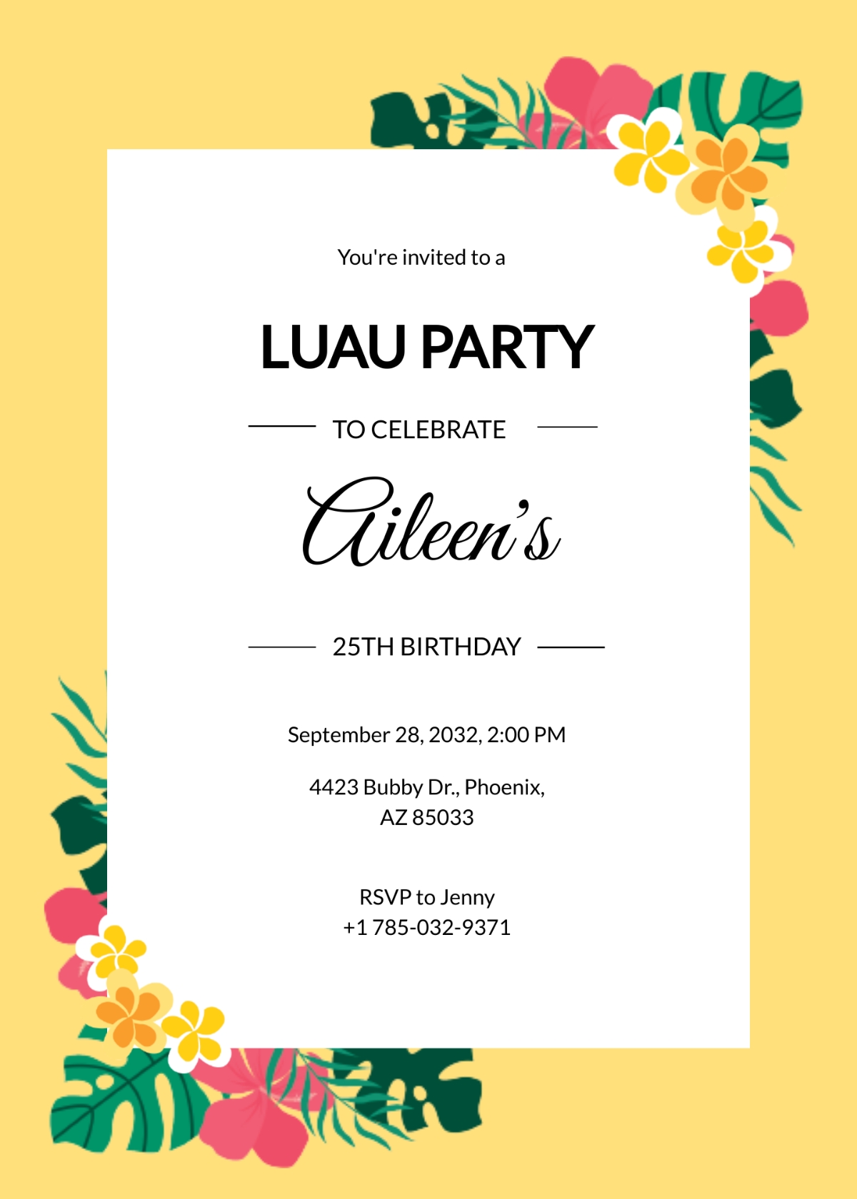 Free Luau Party Invitation Template To Edit Online