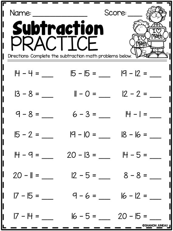 Free Math Worksheet Subtraction 1st Grade Download Free Math Worksheet 