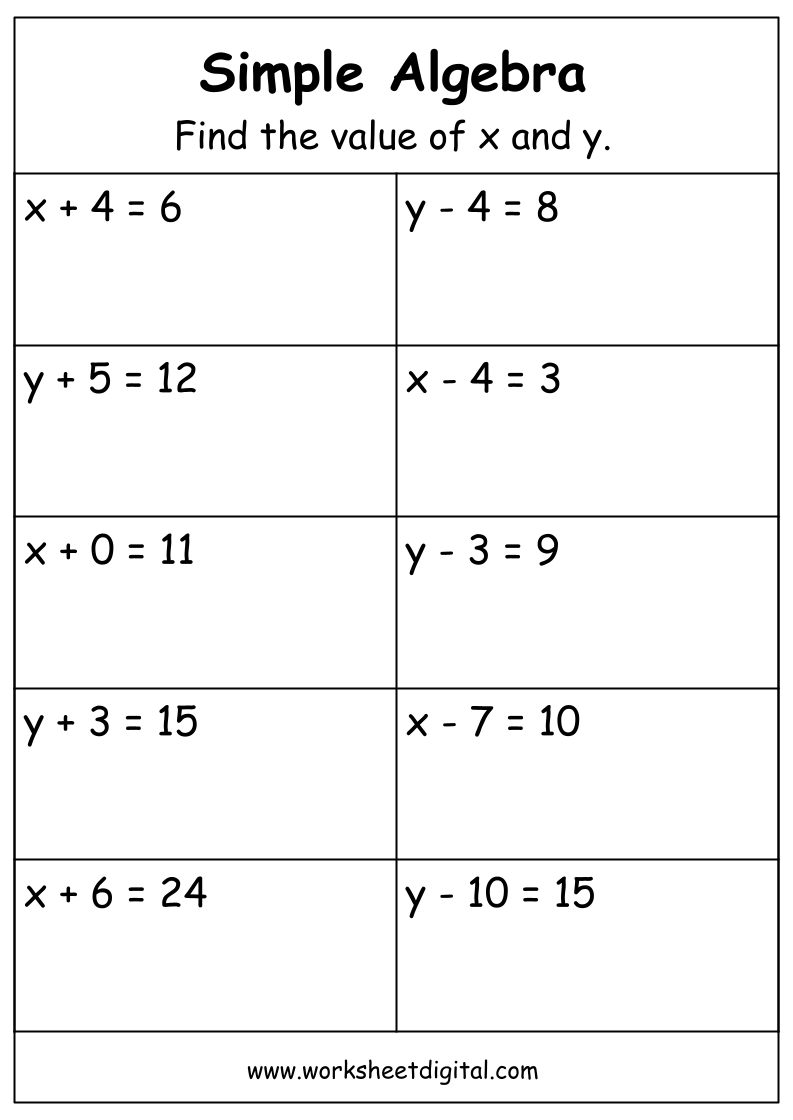 algebra and equations worksheets