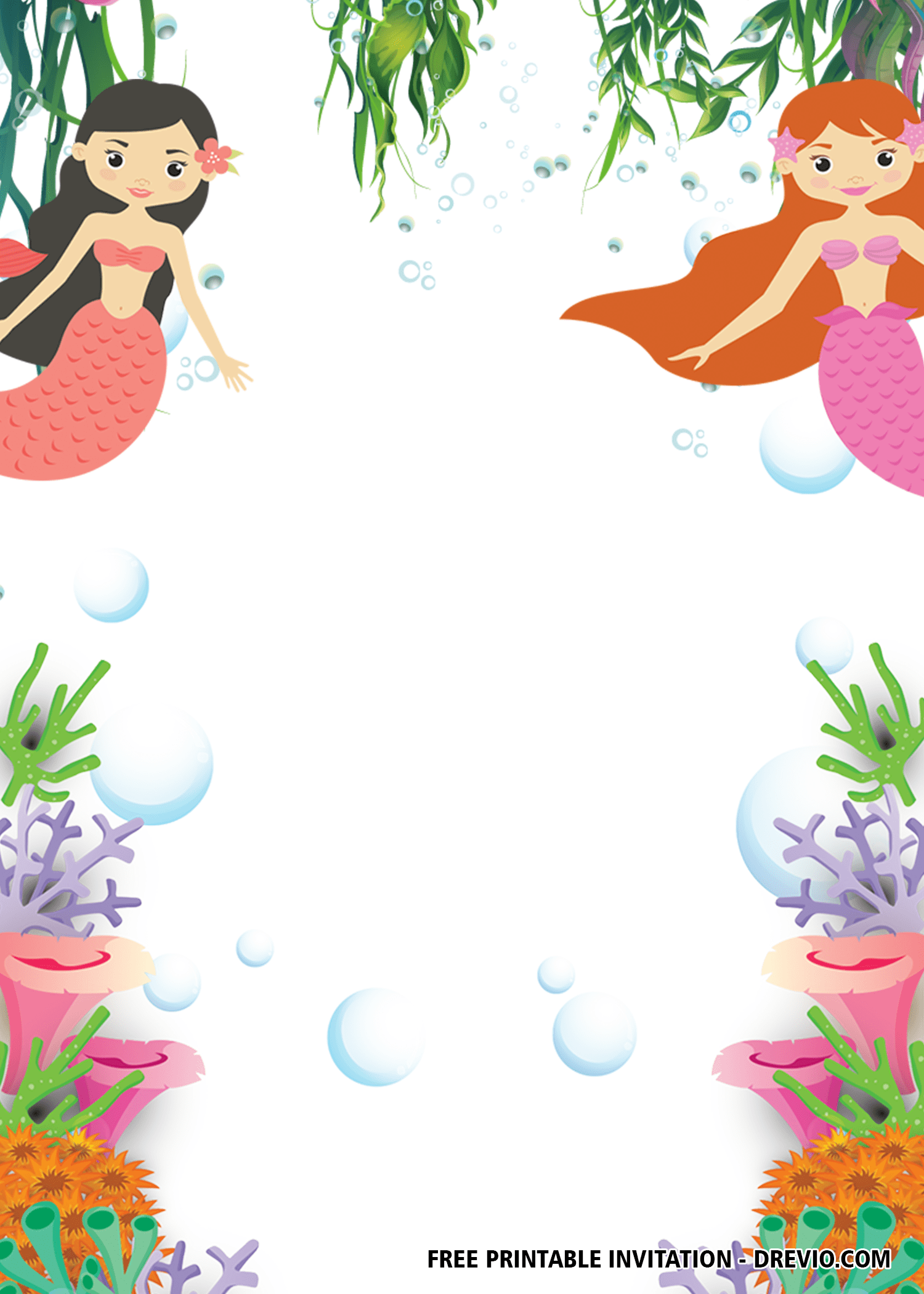 FREE Mermaid Invitation Templates DREVIO