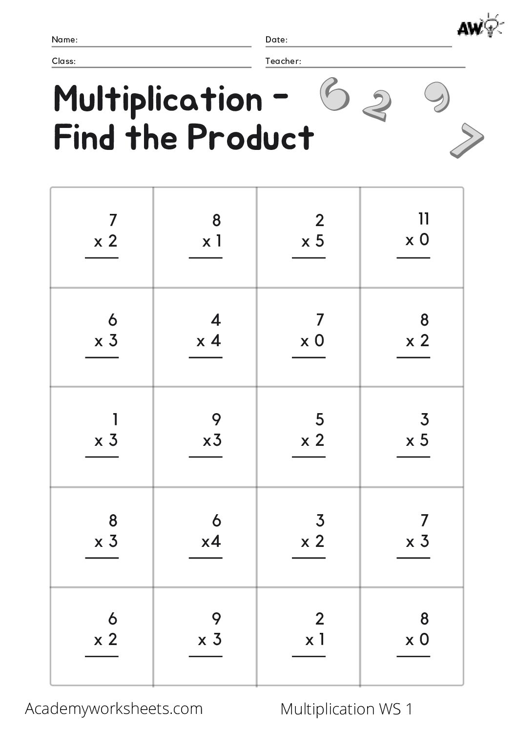4 multiplication worksheets