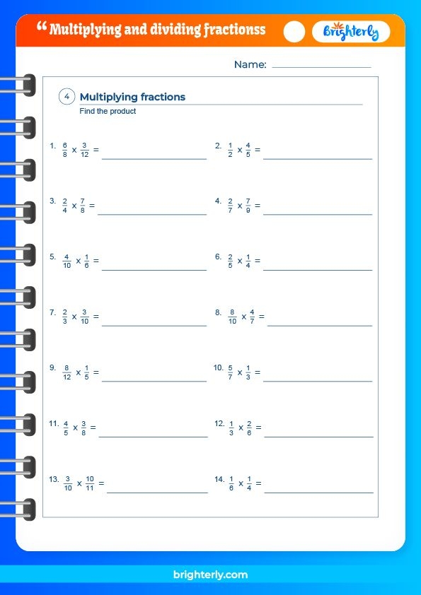 Free Multiplying And Dividing Fractions Worksheets For Kids PDFs