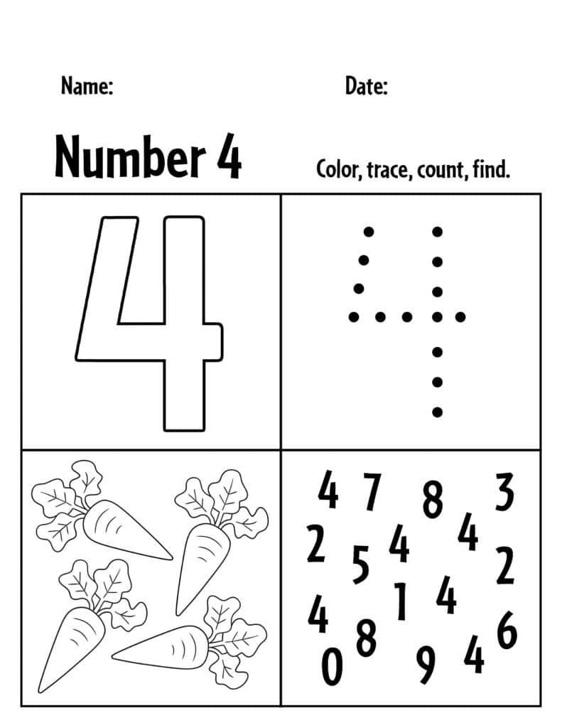 Free Number 4 Preschool Worksheet Download Free Number 4 Preschool 