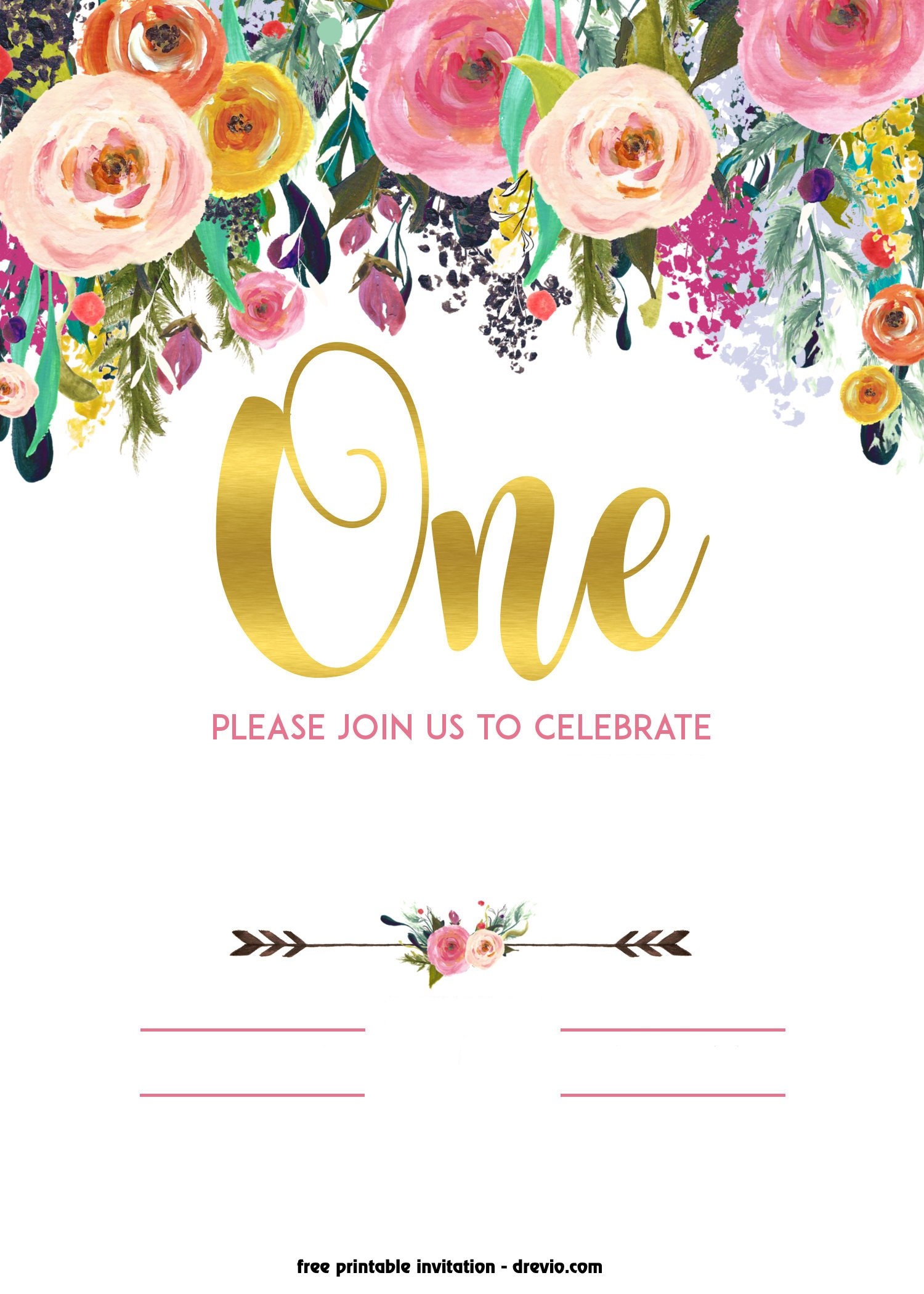 1st birthday invitation template free printable