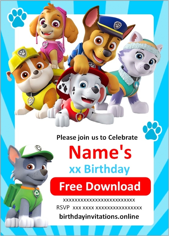  FREE PAW PATROL Birthday Invitations Template Online