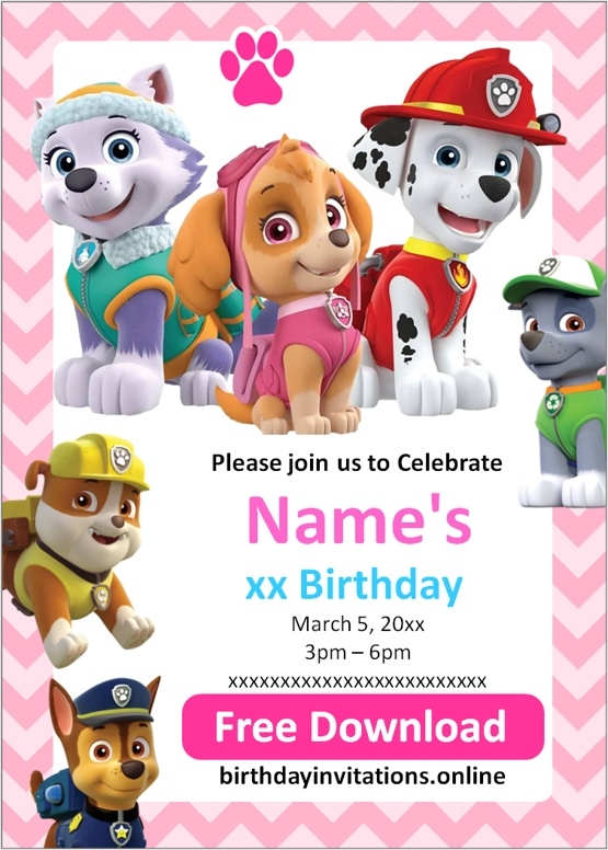 paw patrol birthday invitations free templates