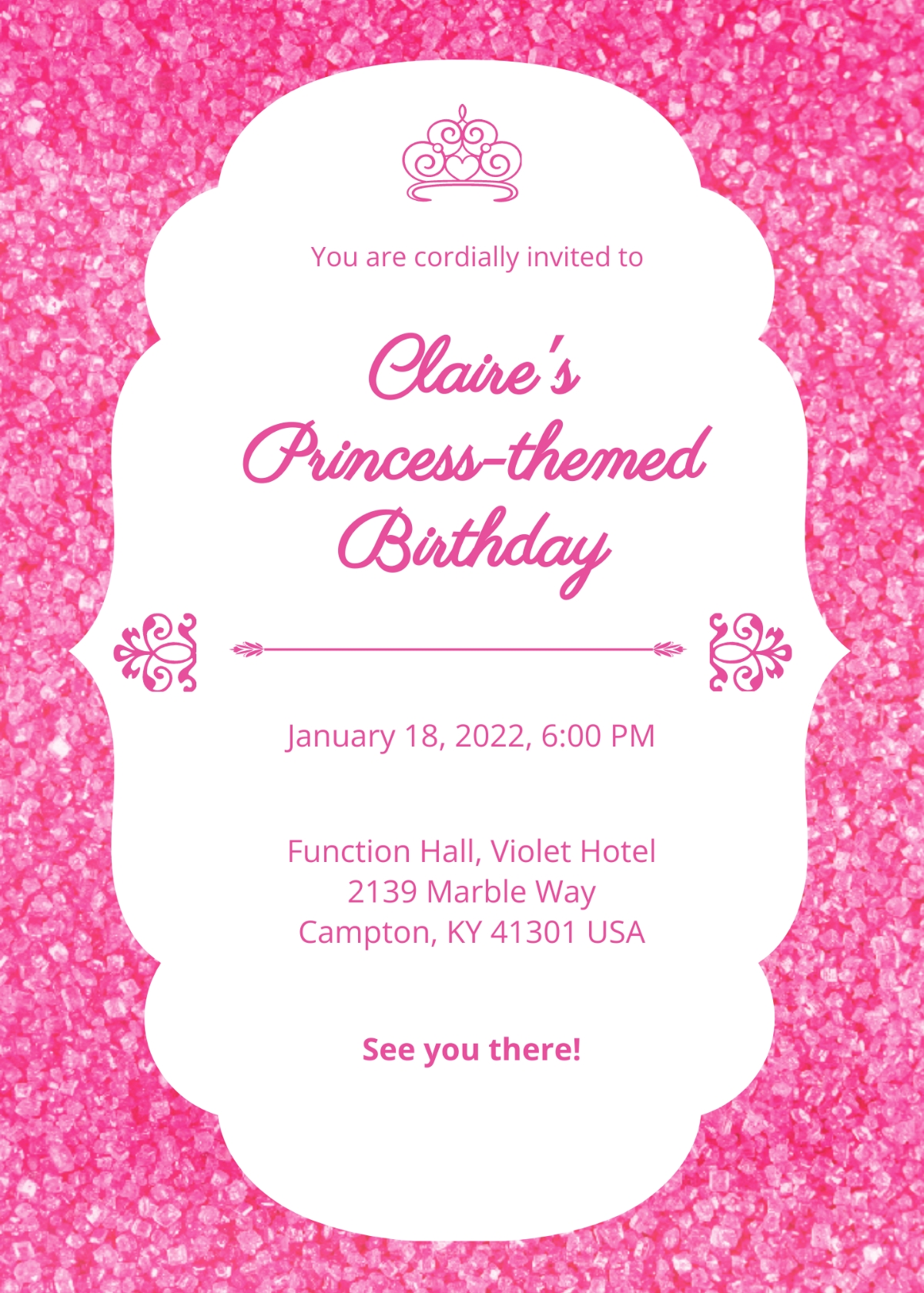 Free Pink Princess Party Invitation Background Template To Edit Online