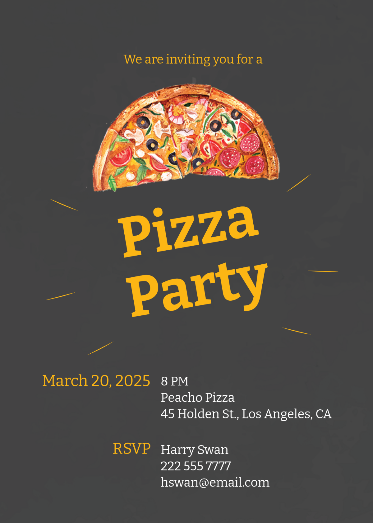 pizza party invitation template free