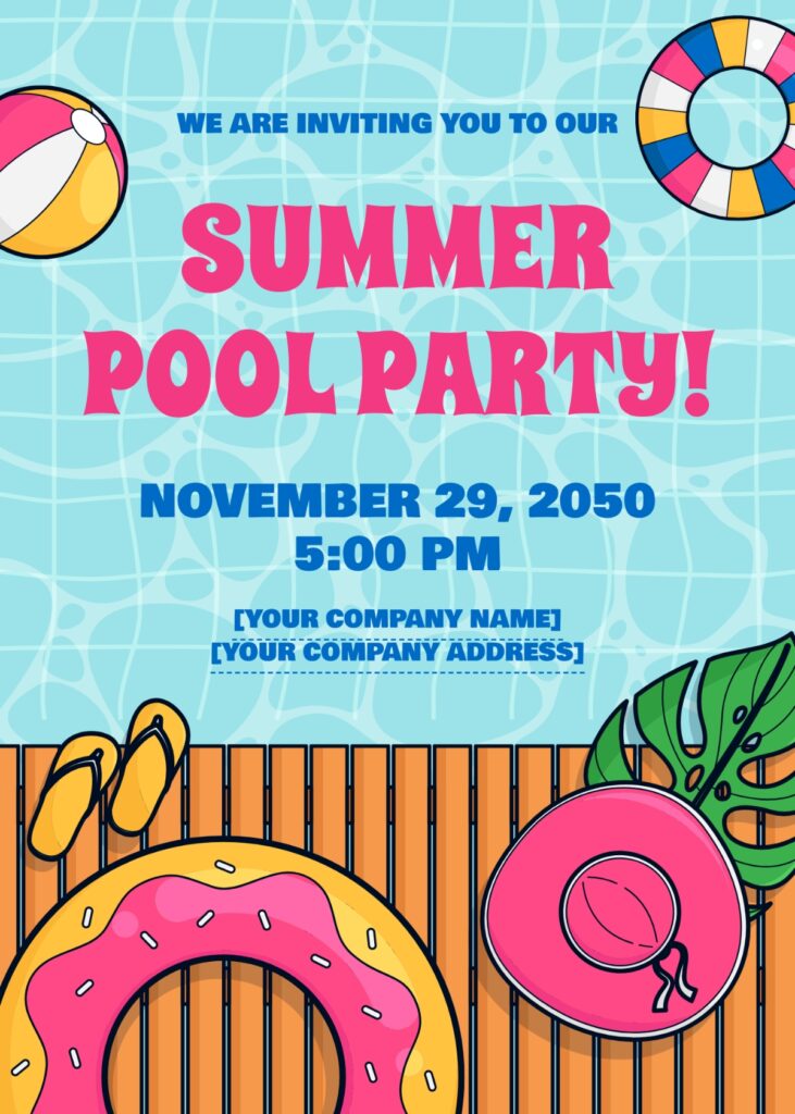 Hawaiian Pool Party Invitation Template Creative Kids