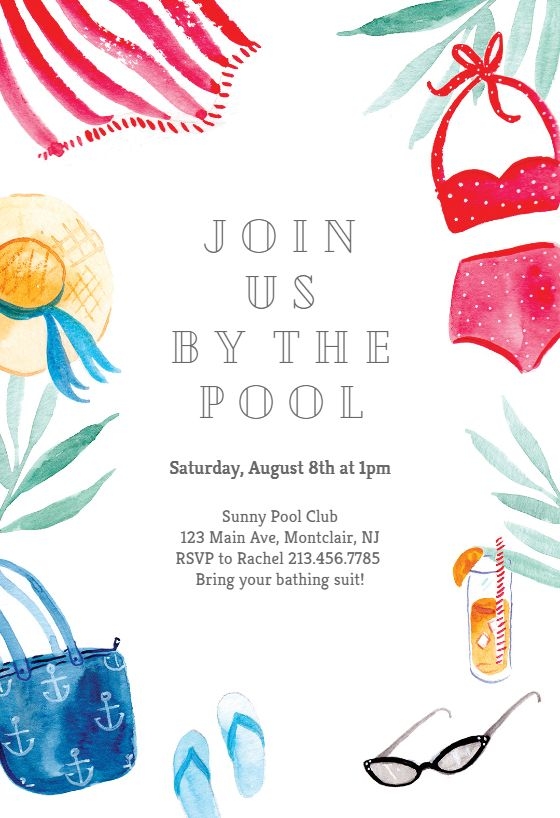 free pool party invitation templates word