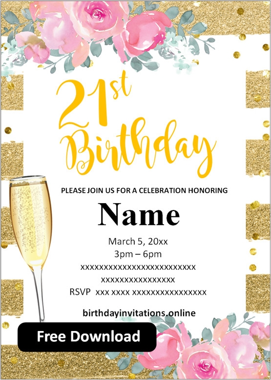 FREE Printable 21st Birthday Invitations Templates Party Invitation