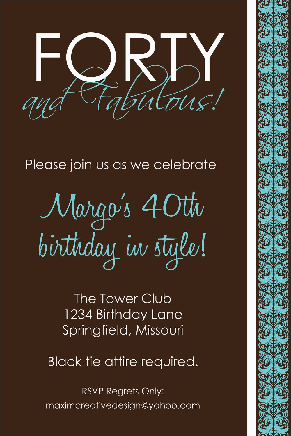 40th birthday invitation templates free printable