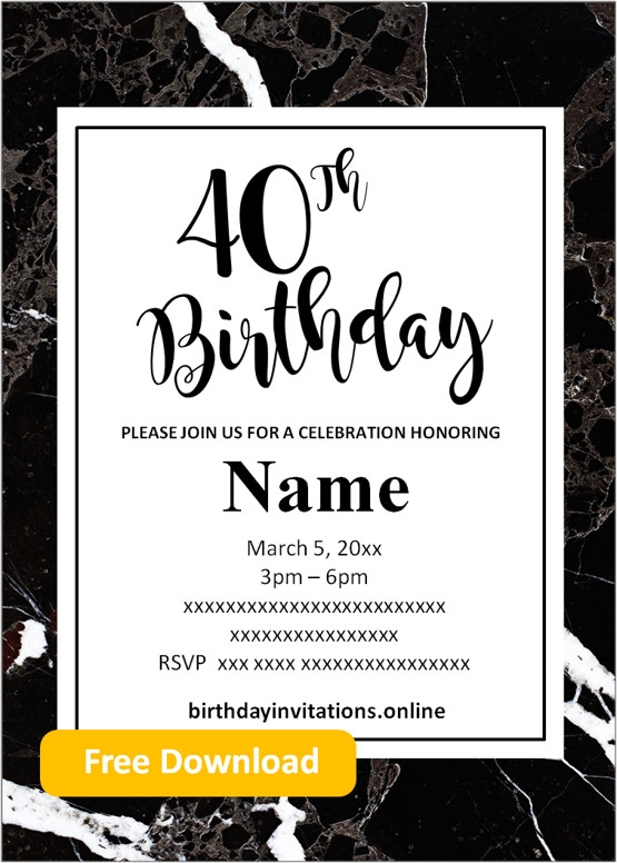 40th birthday invitations for him templates
