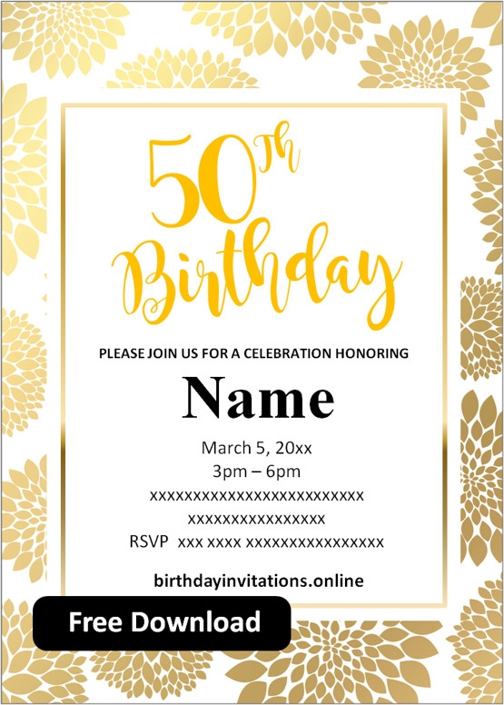 50th birthday invitations for him templates