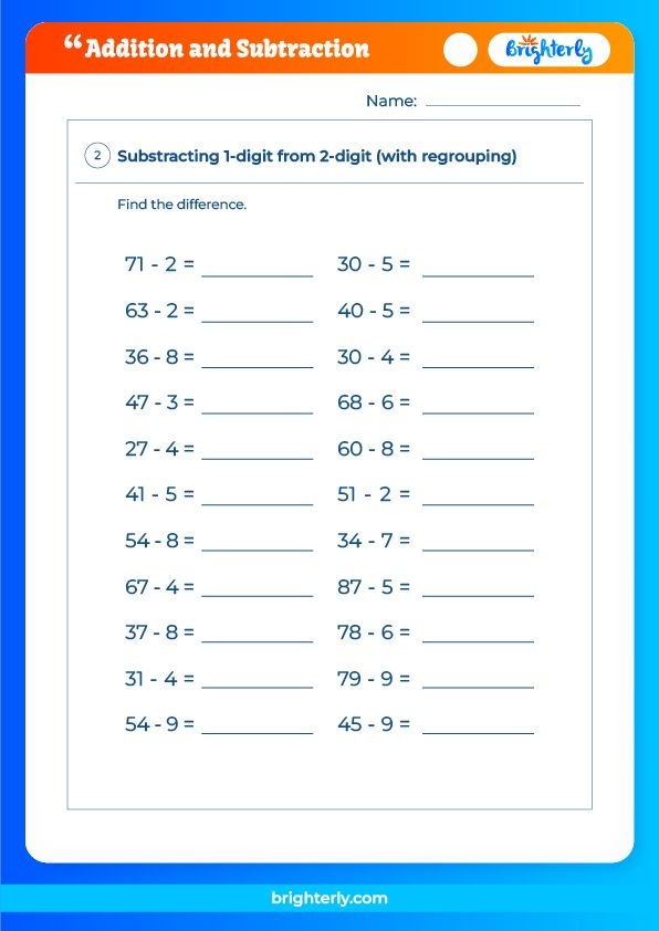 Free Printable Addition And Subtraction Worksheets PDFs Brighterly