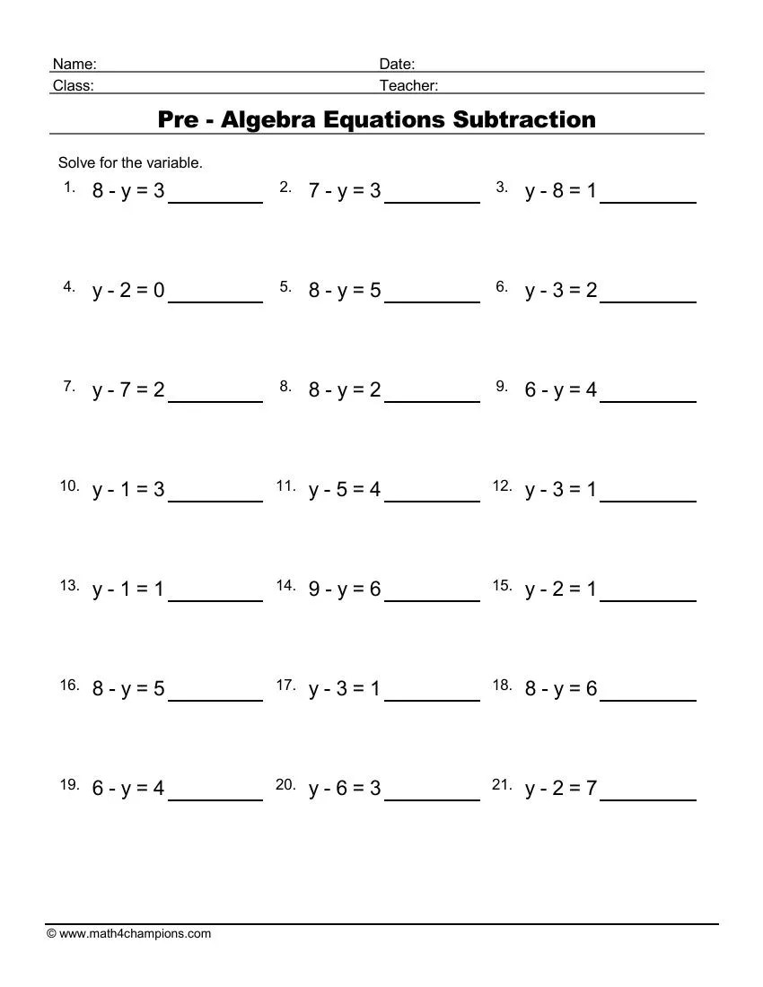 Free Printable Algebra Worksheets Worksheets Library