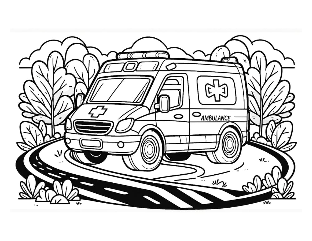 Free Printable Ambulance Coloring Pages