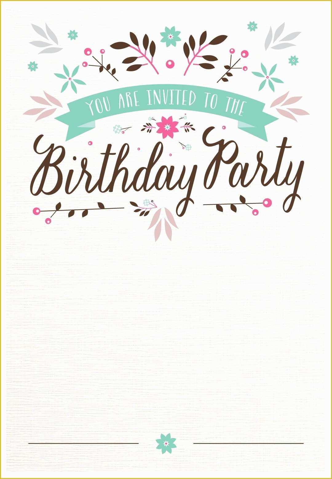 Free Printable Birthday Invitation Cards Templates Of Flat Floral Free