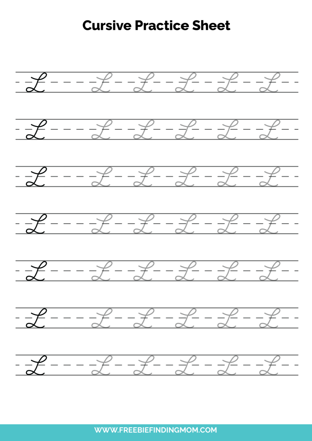 Free Printable Capital Cursive Letter L Practice Sheet PDF 