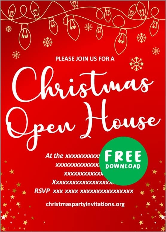 Free Printable Christmas Open House Invitations Templates Christmas 