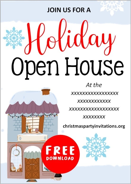 Free Printable Christmas Open House Invitations Templates Christmas 