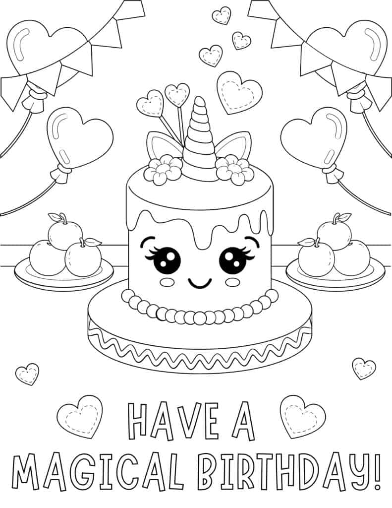 free birthday printable coloring pages