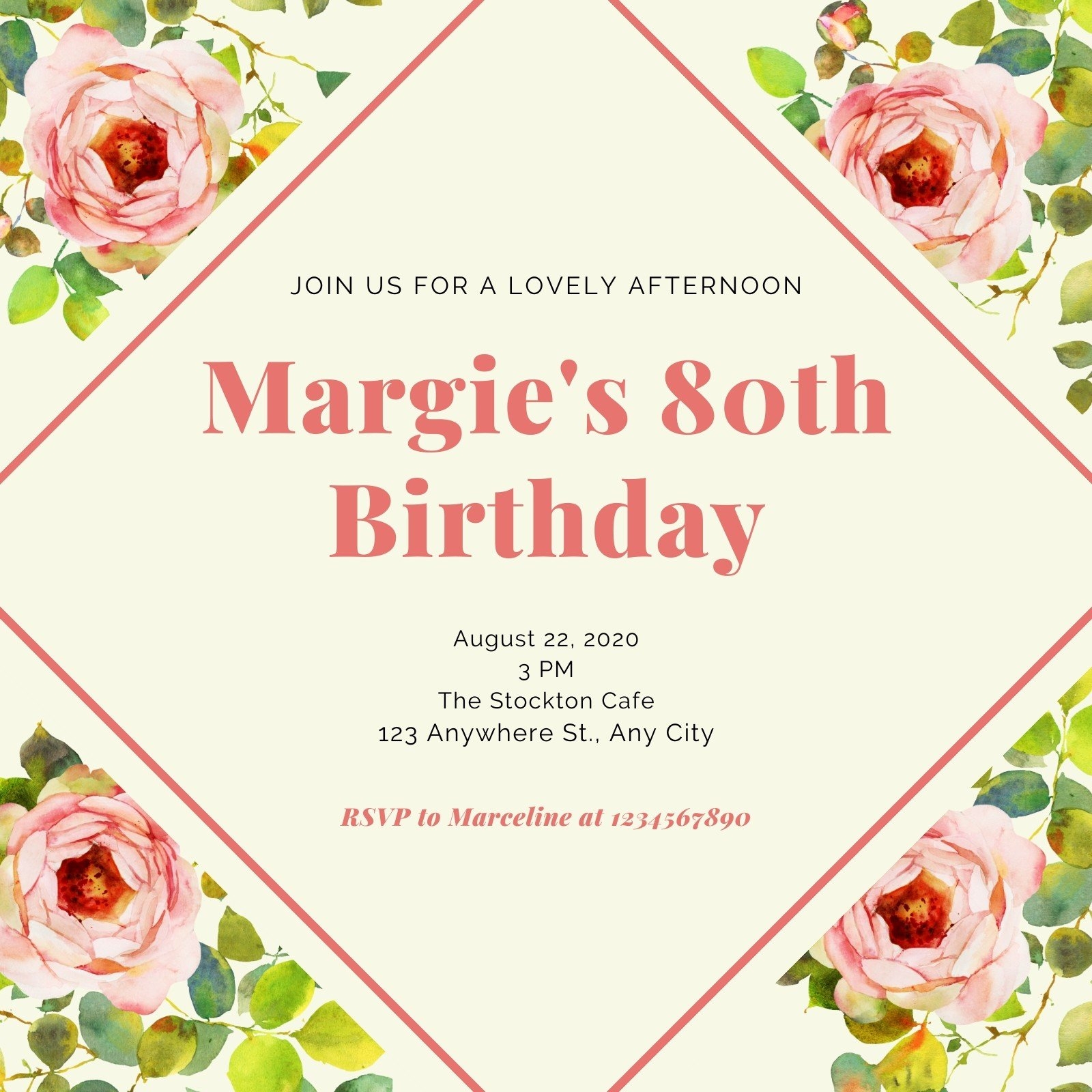 80th birthday party invitations templates free download