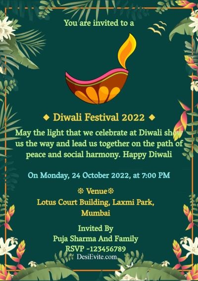 diwali invitation templates free