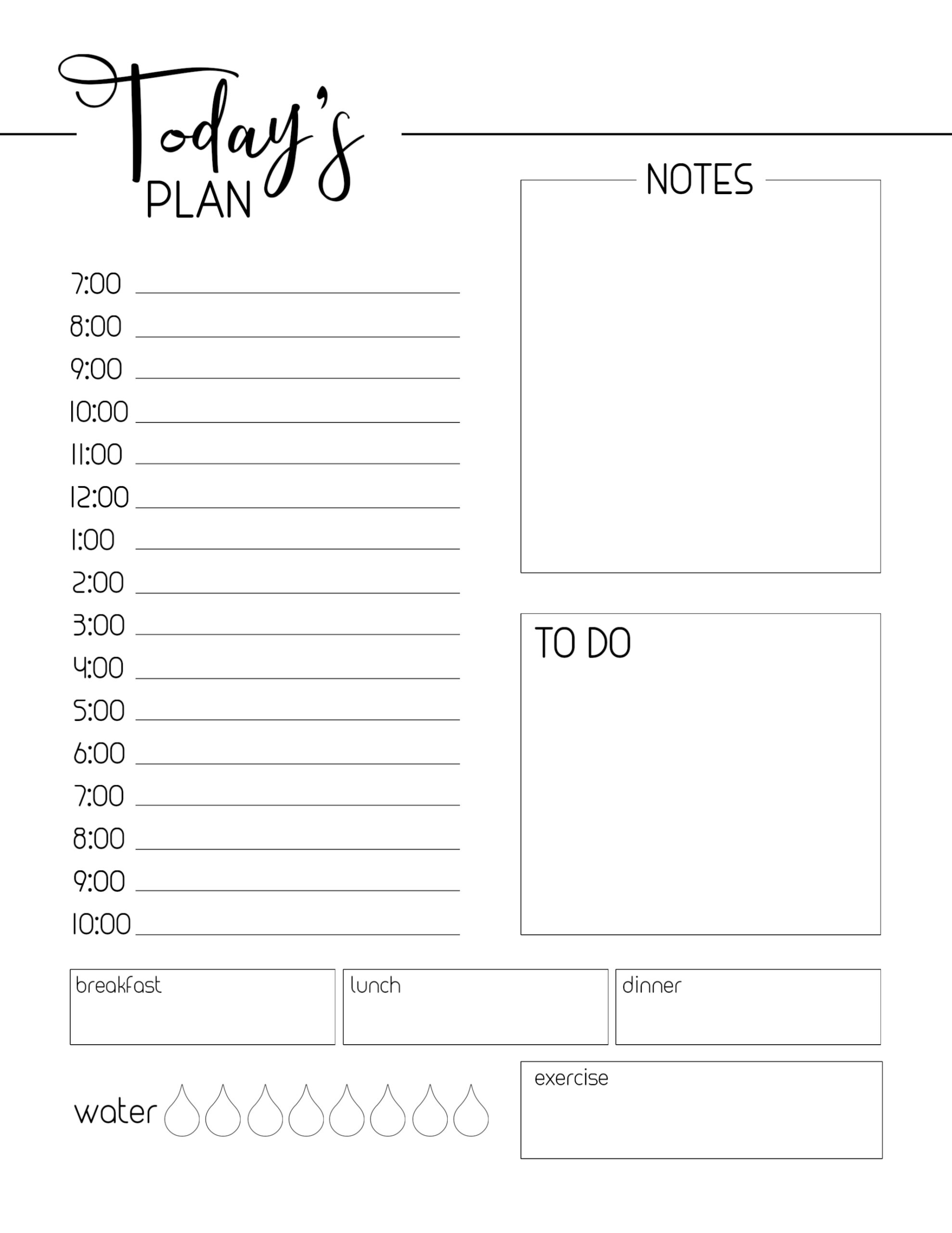 free printable daily planner template