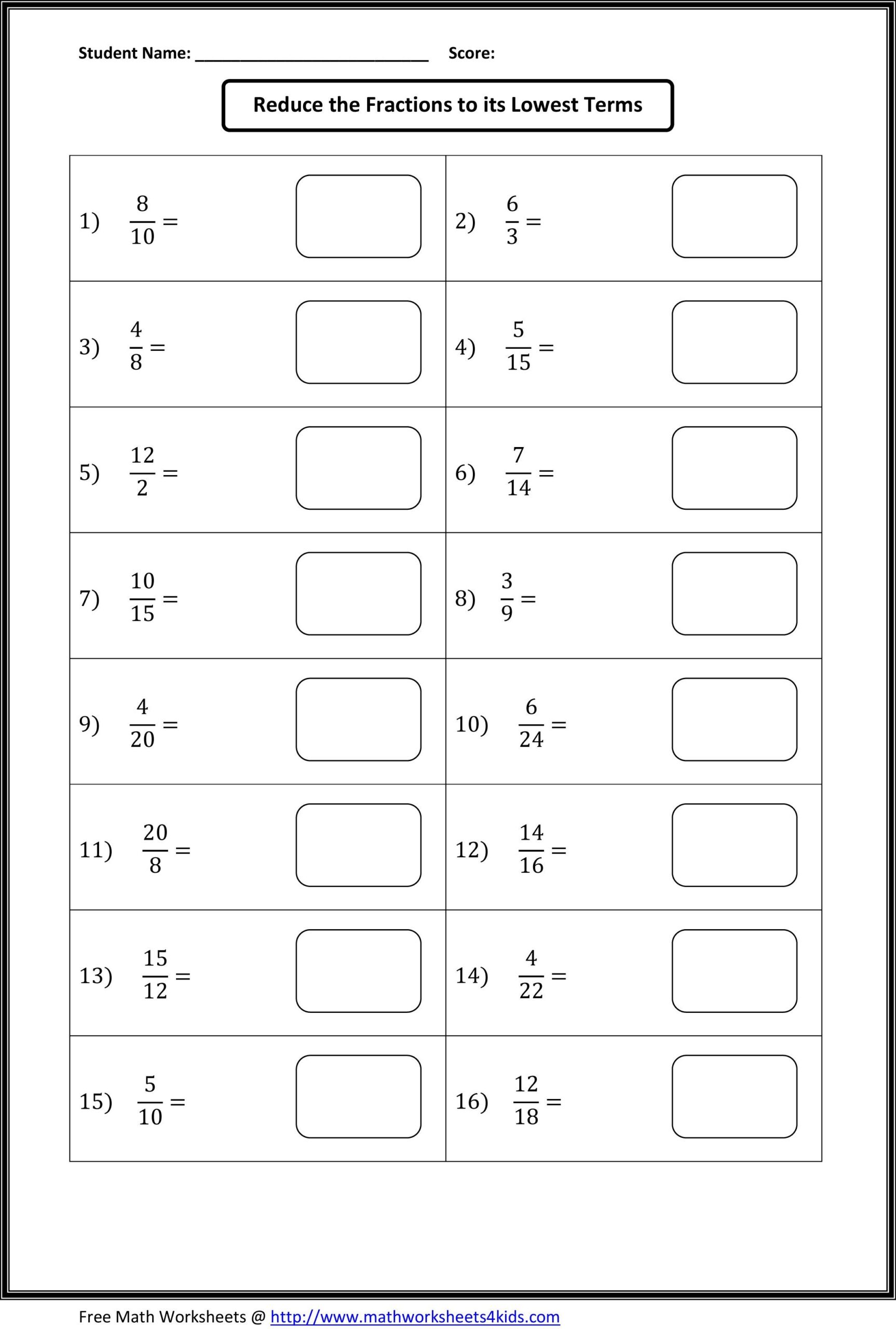 Free Printable Fractions Worksheets Grade 6 Betty M Toney