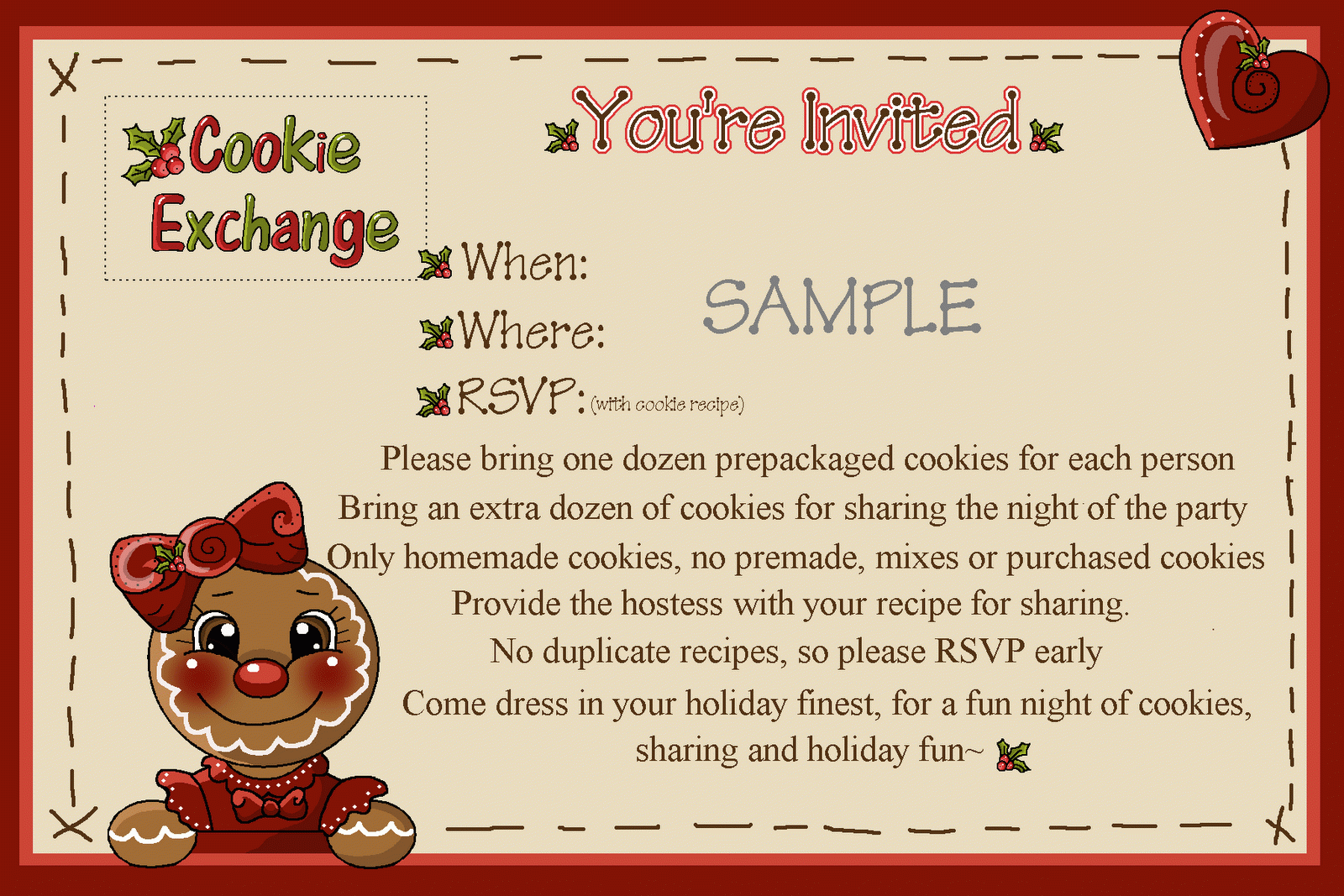 Free Printable Free Cookie Exchange Invitation Templates