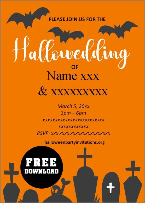 Free Printable Halloween Wedding Invitations Templates 