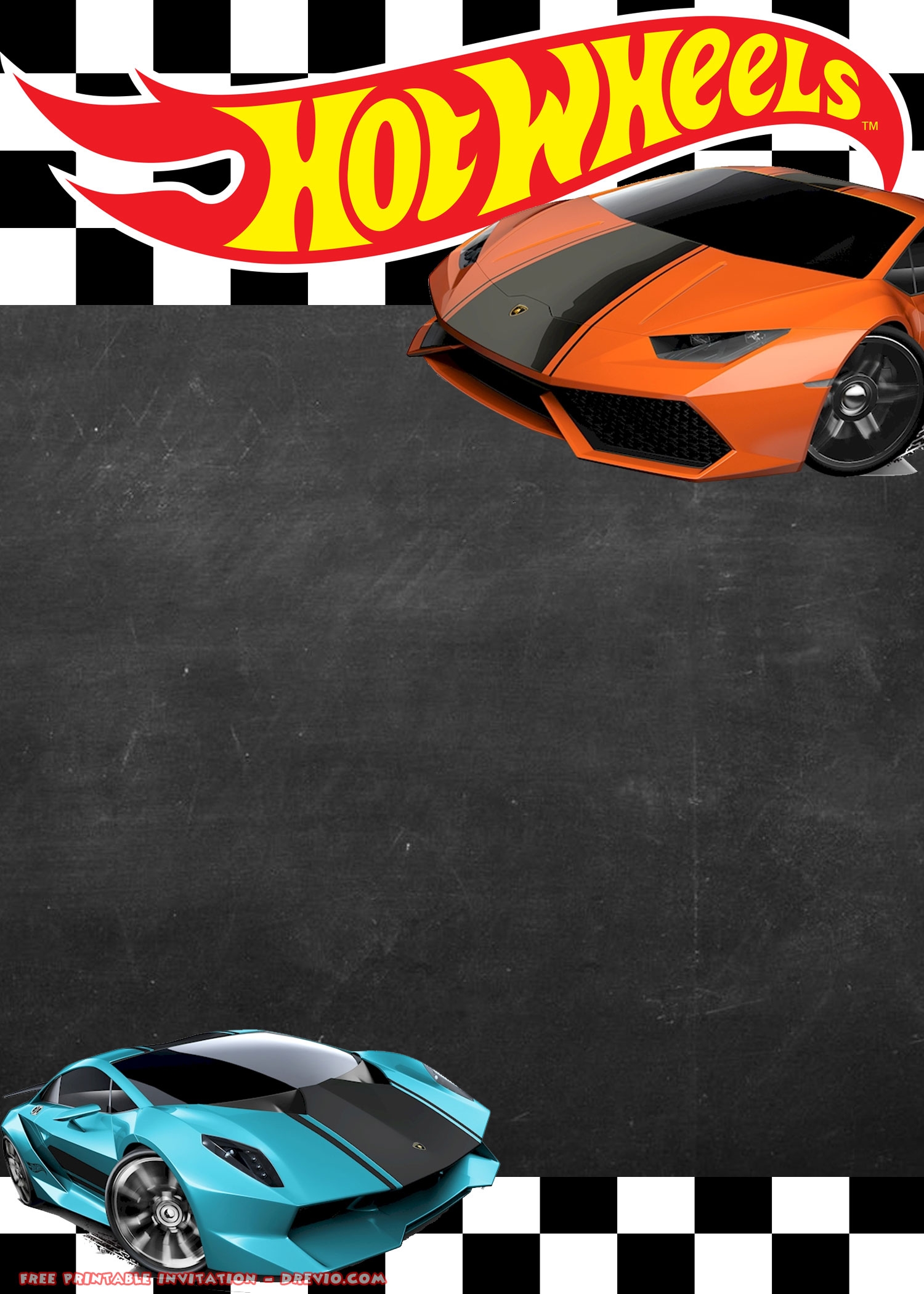 free printable hot wheels invitation blank template