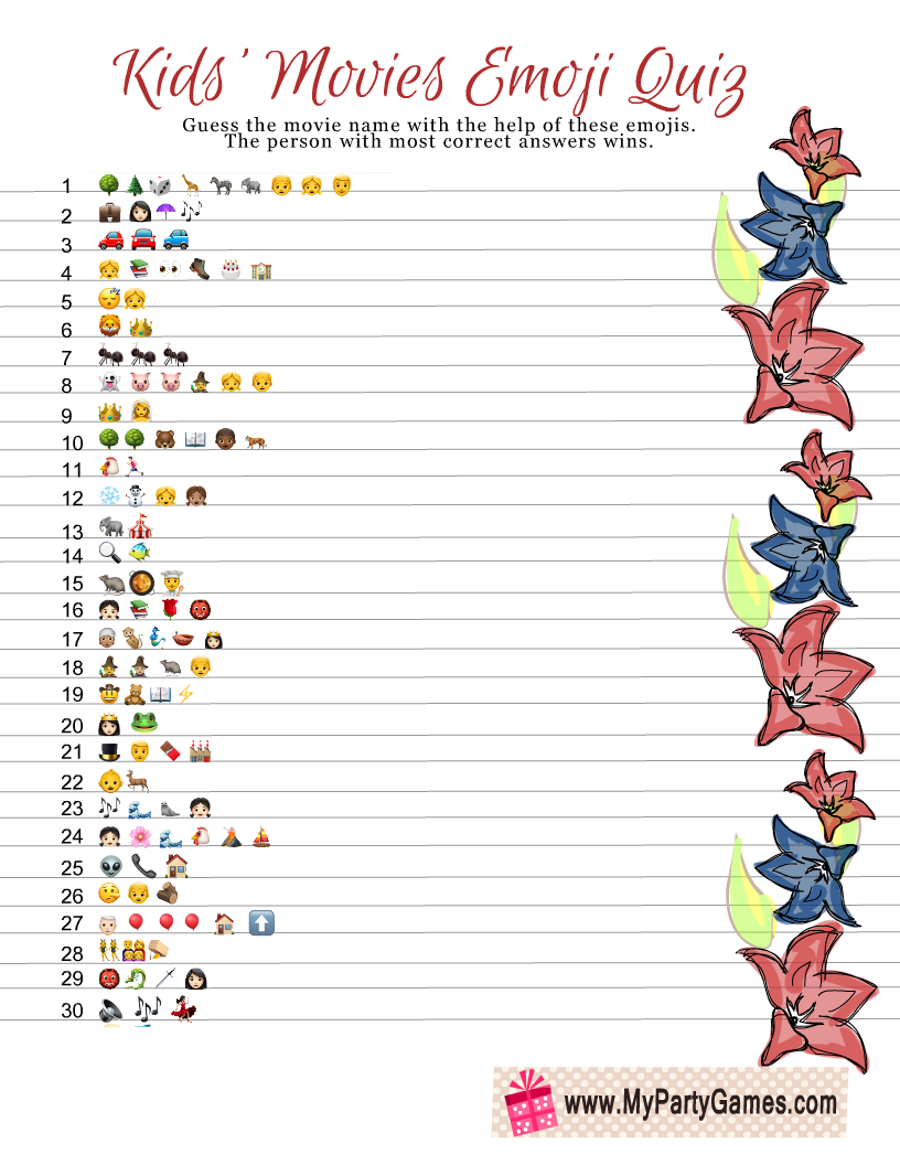 Free Printable Kids Movie Emoji Quiz Printable Games For Kids Free 