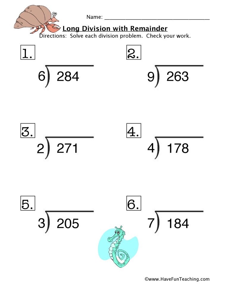 long division worksheets pdf