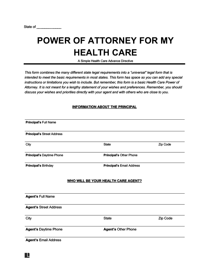 free printable power of attorney template